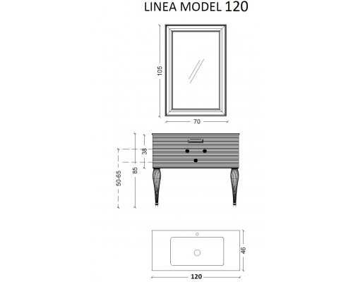 Armadi Art Тумба Linea 120 белая + Золото 842-120-WG