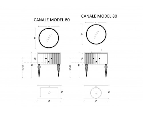 Armadi Art Тумба Canale 80 белая + Золото 843-080-WG