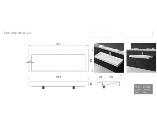 Столешница моноблок FLAT 120см 859-120