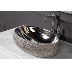 Boheme Раковина ОВАЛ 48х34х15см, серебро 861