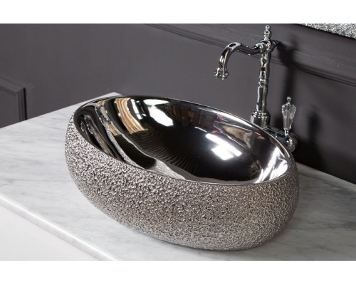 Boheme Раковина ОВАЛ 48х34х15см, серебро 861