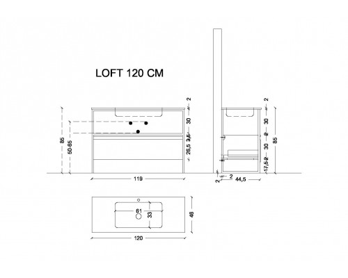 Armadi Art Ящик под консоль LOFT 120 белый, 1 полка 894-120-W