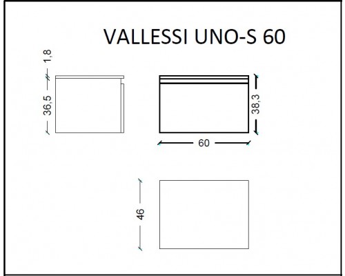 Ящик под столешницу 60см DARK OAK VALLESSI UNO-S 897-060-D