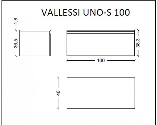 Ящик под столешницу 100см DARK OAK VALLESSI UNO-S 897-100-D
