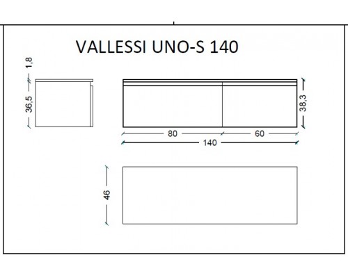 Ящик под столешницу 140см LIGHT OAK VALLESSI UNO-S 897-140-L