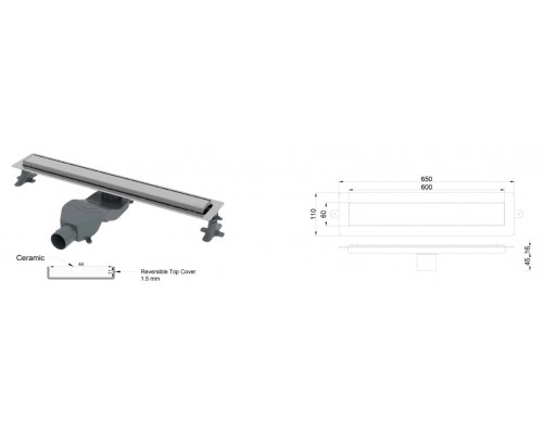 Boheme Душевой лоток Premium Linear 60см, нерж.сталь GUN METAL 982-60-GM