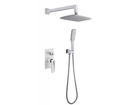 Boheme Смеситель встроенный + верхний душ + ручной душ БЕЛЫЙ+ХРОМ 374-W