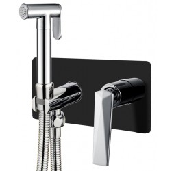 Boheme Гигеническая лейка со смесителем VENTURO черный + хром 377-B