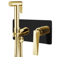 Boheme Гигеническая лейка со смесителем VENTURO черный + золото 387-B