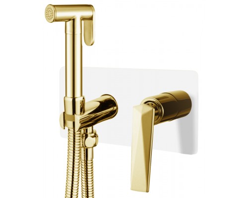 Boheme Гигеническая лейка со смесителем VENTURO белый + золото 387-W