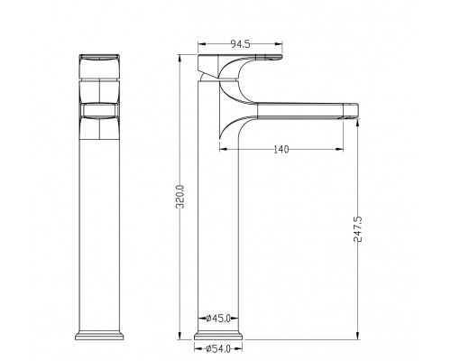Boheme Смеситель для умывальника высокий SPECTRE хром 452-CR