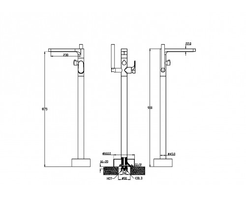 Boheme Смеситель напольный SPECTRE Bronze 459-BR
