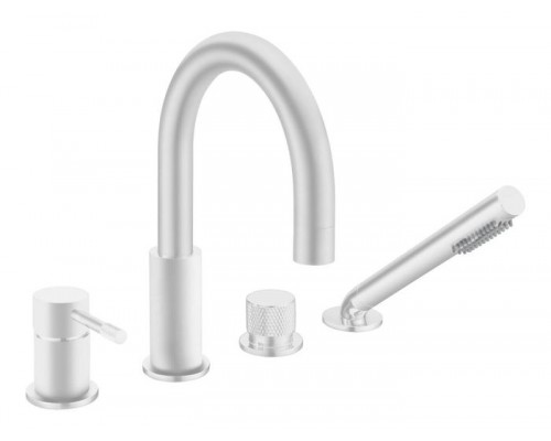 Смеситель врезной в борт ванны UNO матовый белый 460-MW