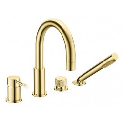 Смеситель врезной в борт ванны UNO золото матовое 460-MG