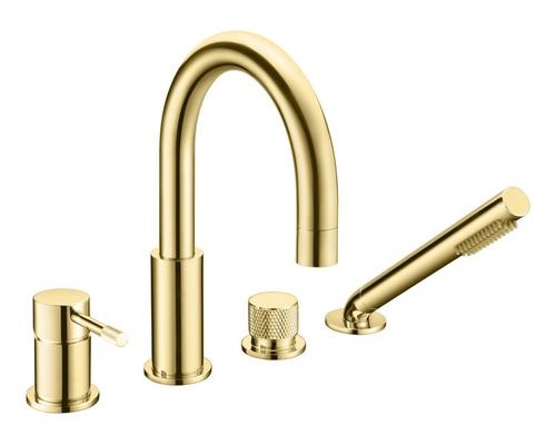 Смеситель врезной в борт ванны UNO золото матовое 460-MG