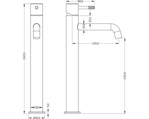 Boheme Смеситель для умывальника высокий, Uno. Белый Золото 462-WG