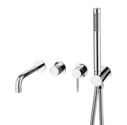 Смеситель встроенный + ручной душ +излив Uno.  Хром 464-3-CR