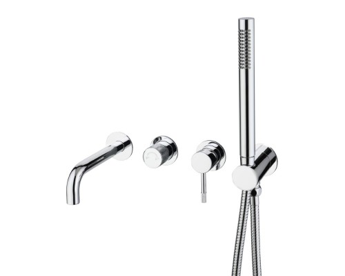 Смеситель встроенный + ручной душ +излив Uno.  Хром 464-3-CR