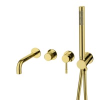 Смеситель встроенный + ручной душ +излив Uno, глянец золото*464-2-G