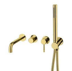 Смеситель встроенный + ручной душ +излив Uno, глянец золото*464-2-G