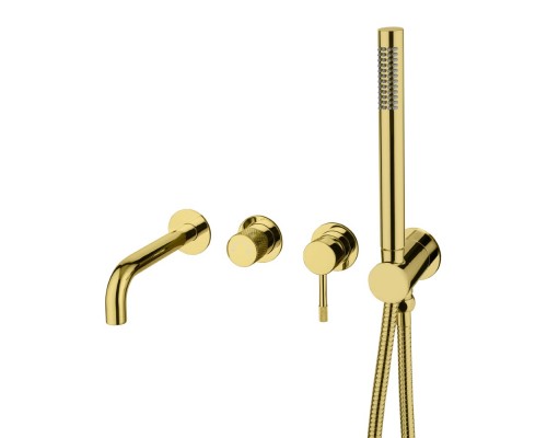 Смеситель встроенный + ручной душ +излив Uno, глянец золото*464-3-G