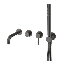 Смеситель встроенный + ручной душ +излив Uno, оружейная сталь 464-3-GM