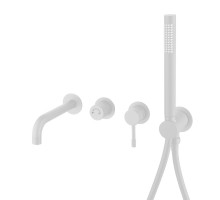 Смеситель встроенный + ручной душ +излив Uno, матовый белый 464-3-MW