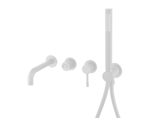 Смеситель встроенный + ручной душ +излив Uno, матовый белый 464-3-MW