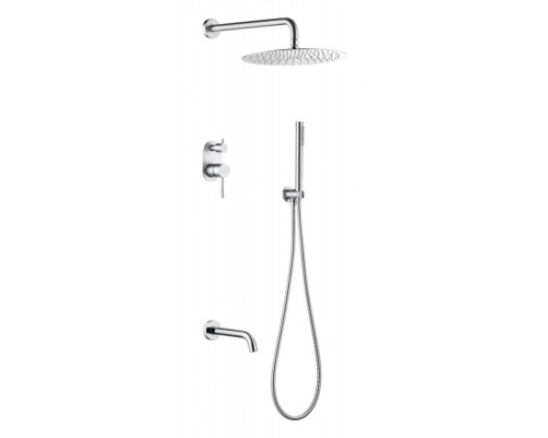 Boheme Смеситель встроенный + верхний 30см+ ручной душ,налив воды Uno. Хром 464-2-CR