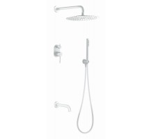 Boheme Смеситель встроенный + верхний 30см+ ручной душ,налив воды Uno. Matt White 464-2-MW