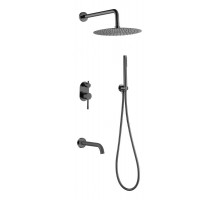 Boheme Смеситель встроенный + верхний 30см+ ручной душ,налив воды Uno.  Shine Gun Metall 464-2-SGM