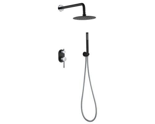 Boheme Смеситель встроенный + верхний 30см+ ручной душ, Uno. Black Chrome 464-BCR