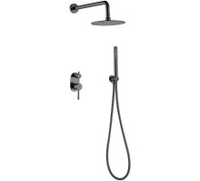 Boheme Смеситель встроенный + верхний 30см+ ручной душ, Uno. Gun Metall 464-GM Boheme Смеситель встроенный + верхний 30см+ ручной душ, Uno. Gun Metall 464-GM