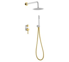 Boheme Смеситель встроенный + верхний 30см+ ручной душ, Uno. White Gold 464-WG