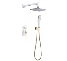 Boheme Смеситель встроенный + верхний душ + ручной душ БЕЛЫЙ+ЗОЛОТО 384-W