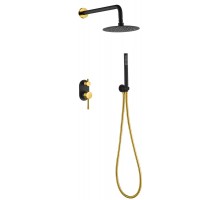 Boheme Смеситель встроенный + верхний 30см+ ручной душ, Uno. Black Gold 464-BG