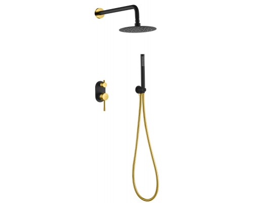 Boheme Смеситель встроенный + верхний 30см+ ручной душ, Uno. Black Gold 464-BG