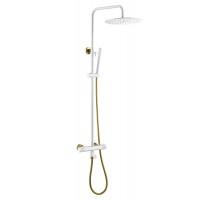 Boheme Стойка для душа с термостатом с наливом верхний душ латунь 30см UNO Белый Золото 468-T-WG