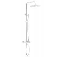 Boheme Стойка для душа с термостатом с наливом верхний душ латунь 30см UNO матовый белый 468-T-MW
