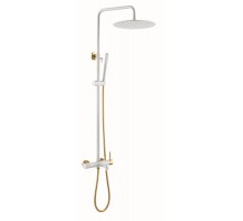 Boheme Стойка для душа с наливом верхний душ латунь 30см Uno Белый Золото 468-WG