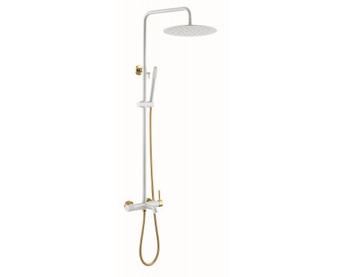 Boheme Стойка для душа с наливом верхний душ латунь 30см Uno Белый Золото 468-WG