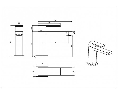 Boheme Cмеситель для умывальника Qubic Bronze 471-BR