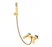 Смеситель для ванны с душем Qubic Matt Gold Metal 473-MG с душевой лейкой цв. золото матовое