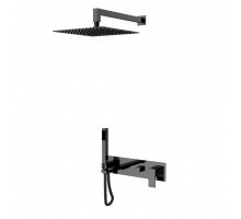 Boheme Смеситель встроенный + верхний душ+ ручной душ,налив воды Qubic Shinny Gun Metal 474-SGM