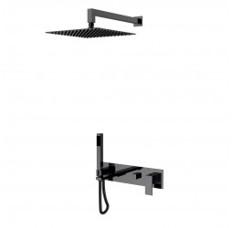 Boheme Смеситель встроенный + верхний душ+ ручной душ,налив воды Qubic Shinny Gun Metal 474-SGM