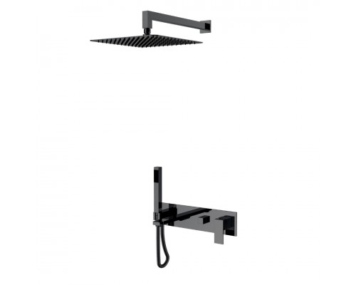 Boheme Смеситель встроенный + верхний душ+ ручной душ,налив воды Qubic Shinny Gun Metal 474-SGM