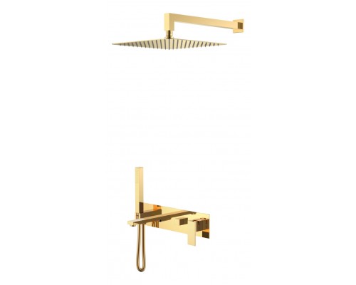 Boheme Смеситель встроенный + верхний душ+ ручной душ,налив воды Qubic Gold 474-G