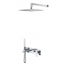 Boheme Смеситель встроенный + верхний душ+ ручной душ,налив воды Qubic Chrome 474-CR