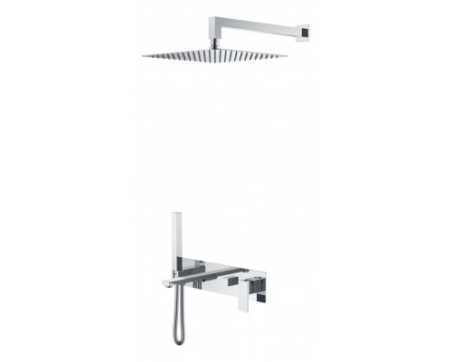 Boheme Смеситель встроенный + верхний душ+ ручной душ,налив воды Qubic Chrome 474-CR
