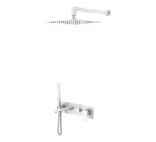 Boheme Смеситель встроенный + верхний душ+ ручной душ,налив воды Qubic Matt White 474-MW